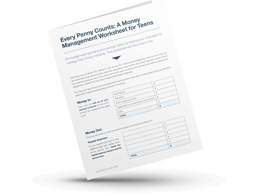 Every Penny Counts: A money Management Worksheet for Teens